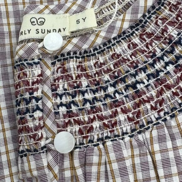 Early Sunday Girls Plaid Smocked Top Long Sleeve Cotton Blend Size 5Y - Picture 5 of 6
